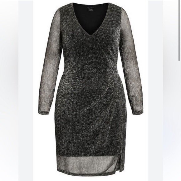 City Chic women’s plus size dress Sparkle Gunmetal size XXL/24 NWT - Picture 3 of 11